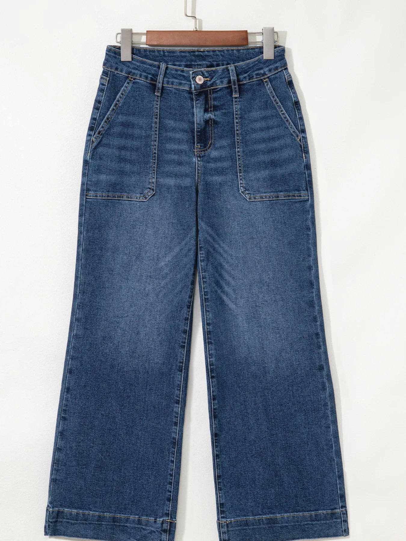 Cropped High Rise Wide Leg Jeans