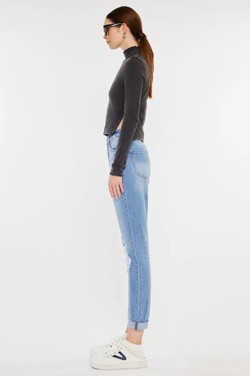 Kancan High Rise Distressed Mom Jeans