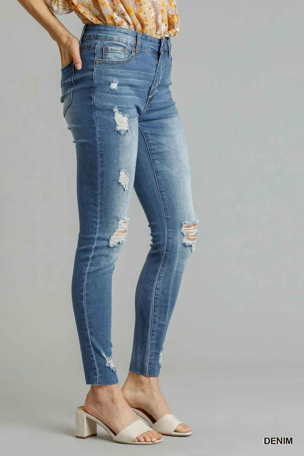 Umgee Distressed Skinny Jeans with Edge Detail