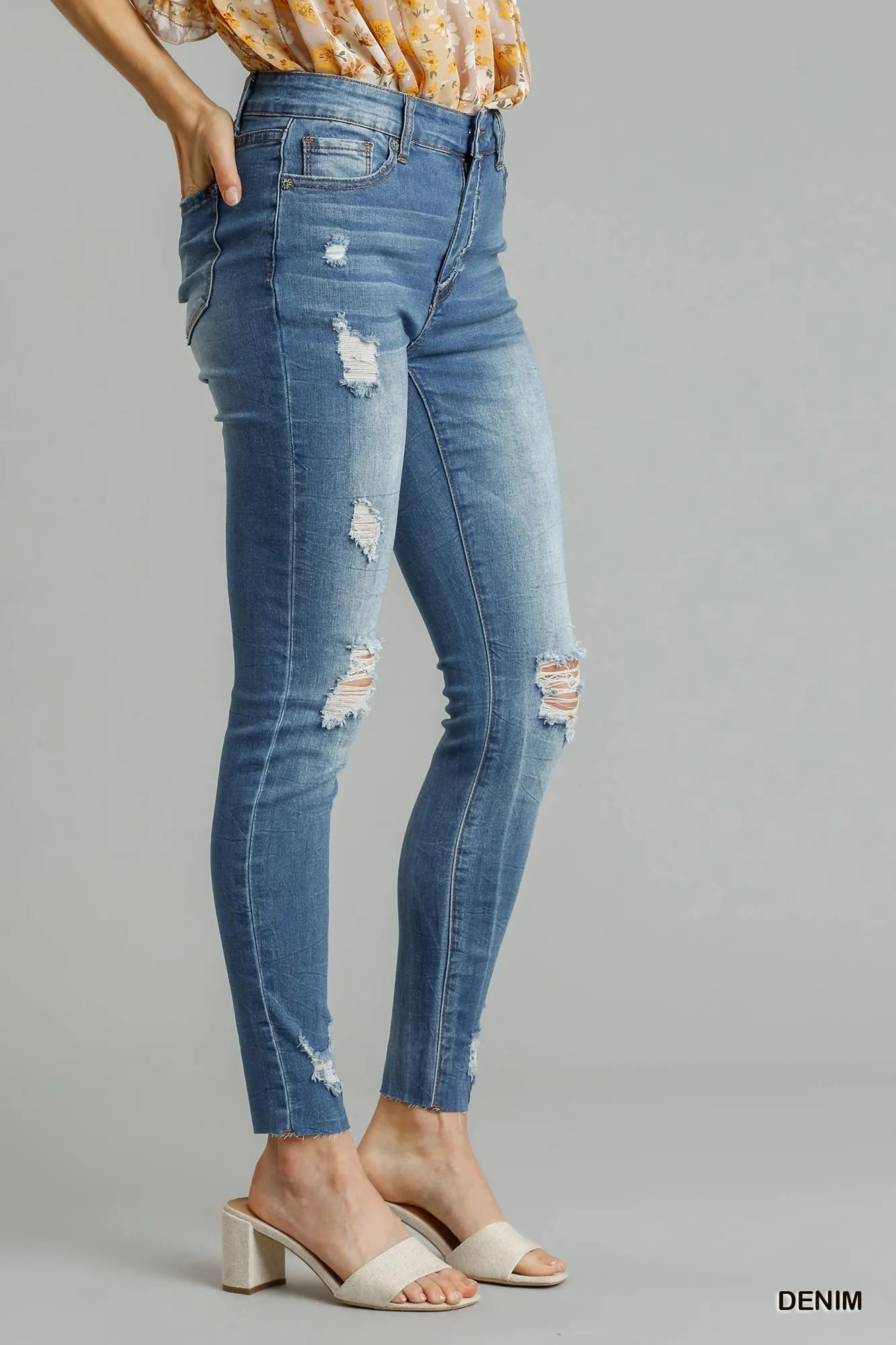 Umgee Distressed Skinny Jeans with Edge Detail