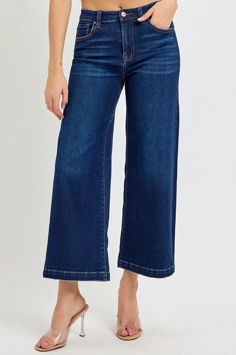 RISEN High Rise Crop Wide Jeans