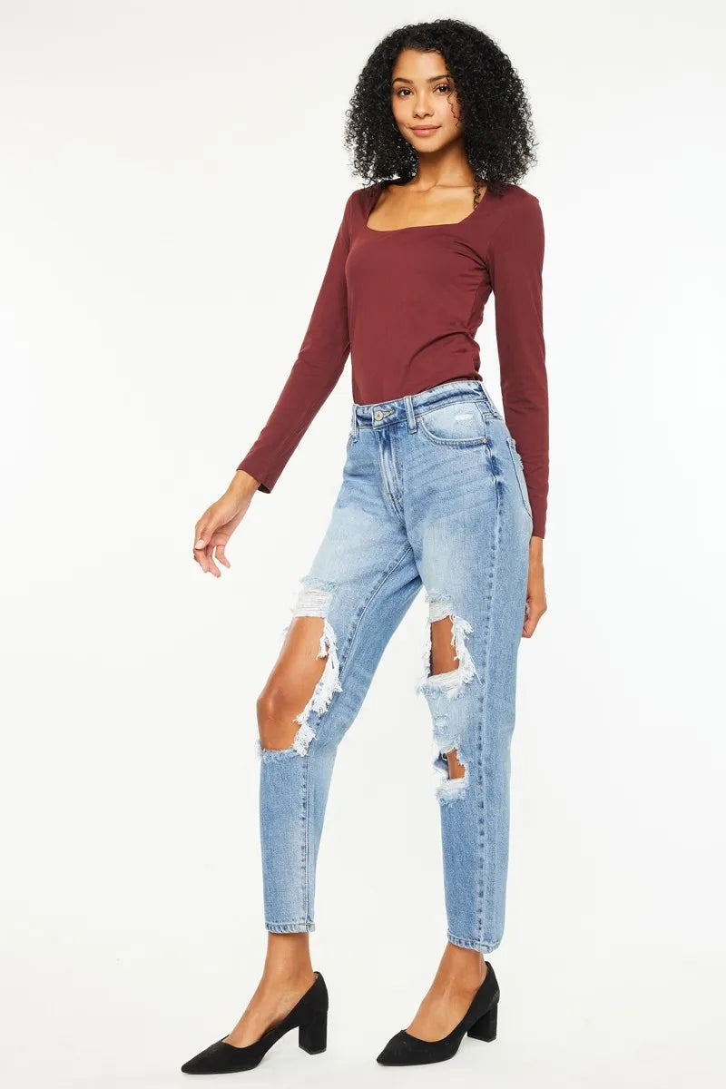 Kancan High Rise Distressed Boyfriend Jeans