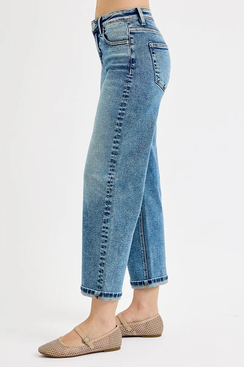 RISEN Full Size High Rise Crop Boyfriend Jeans Plus Size