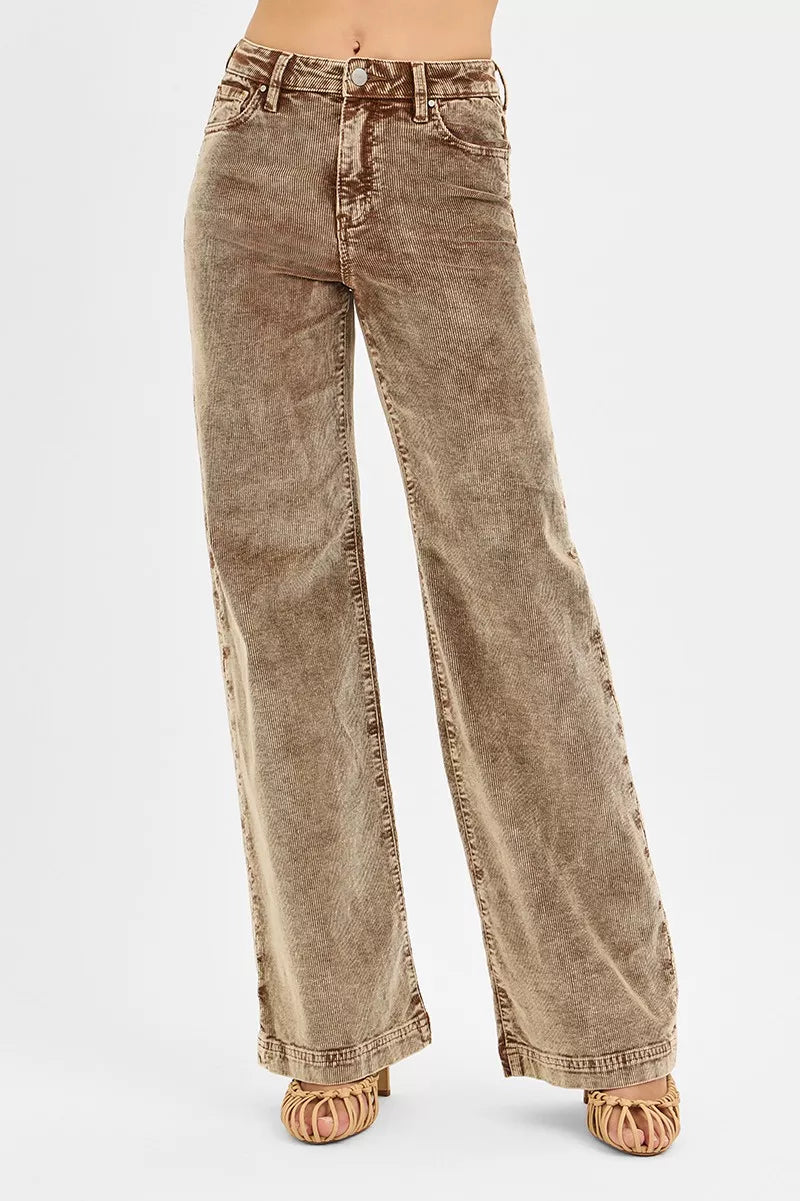 RISEN High Rise Wide Leg Corduroy Jeans