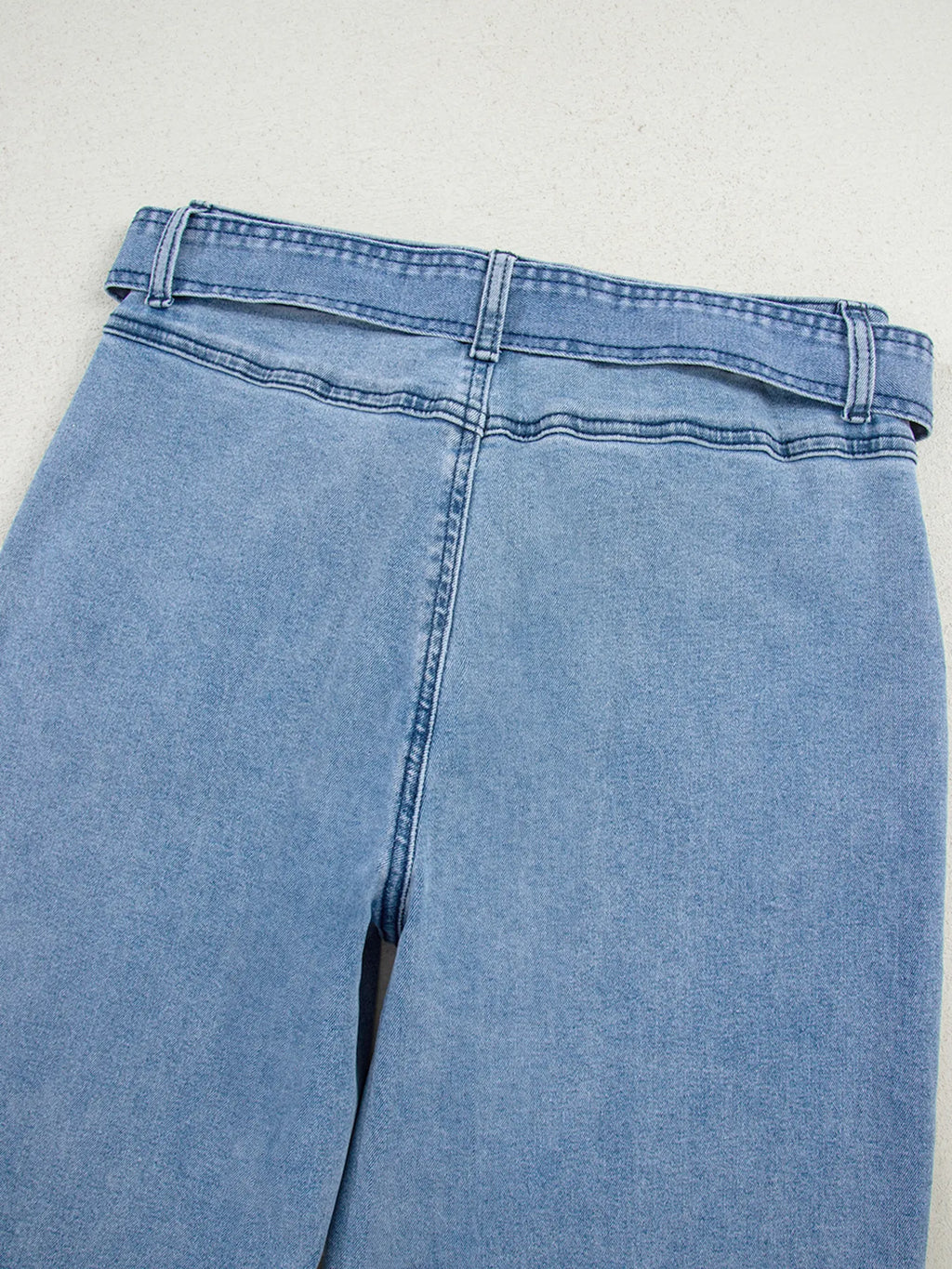 High Waisted Wide Leg Belted Jeans
