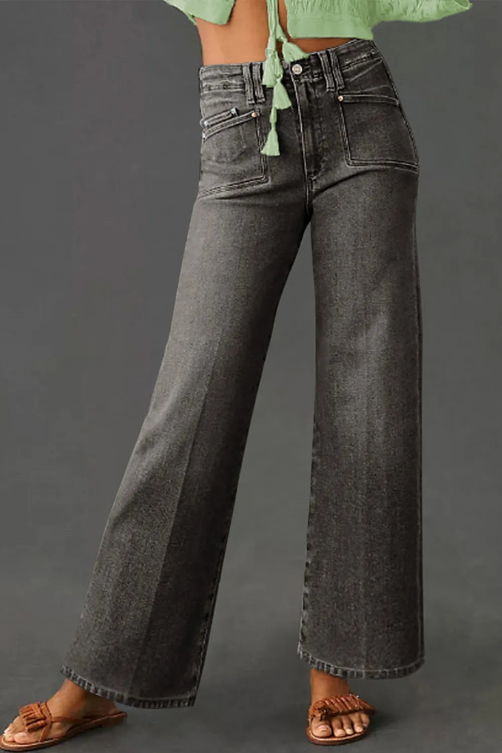 High-Waisted Wide-Leg Vintage Wash Jeans