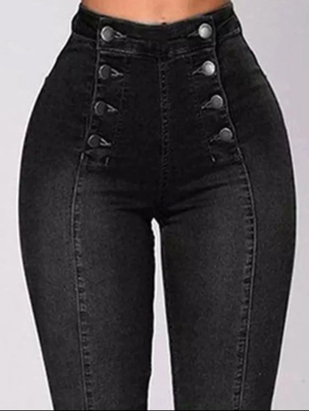 Full Size High-Waisted Double-Breasted Skinny Jeans Plus Size