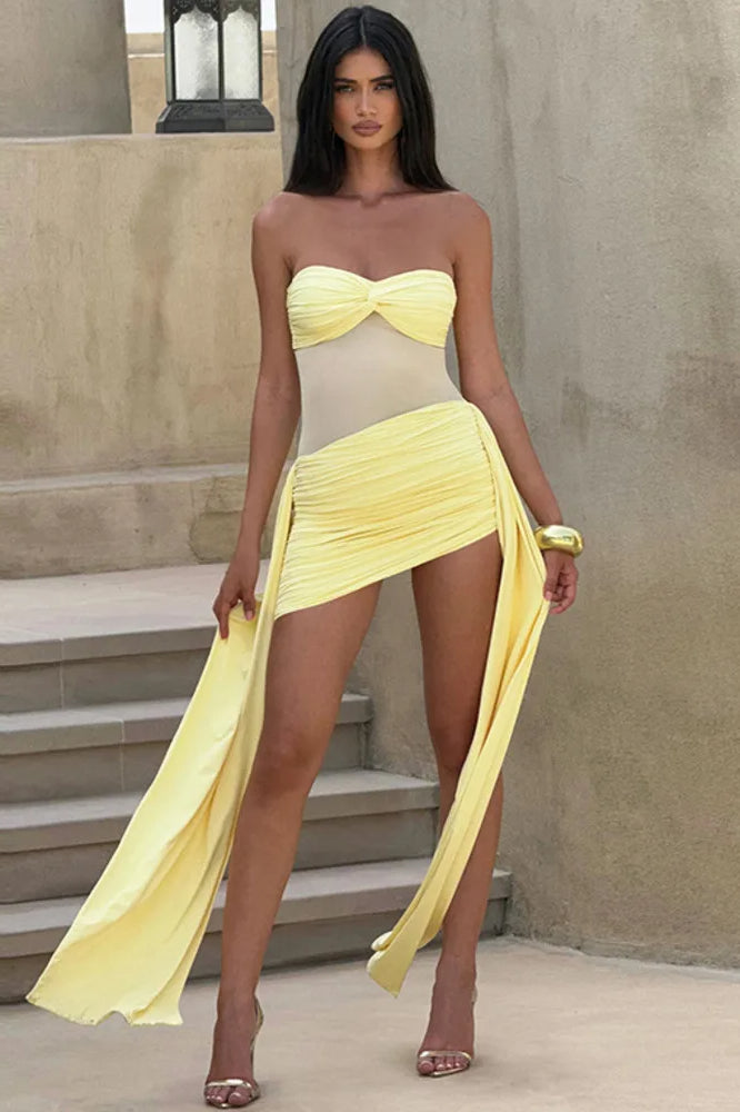 Strapless Ruched Mini Dress