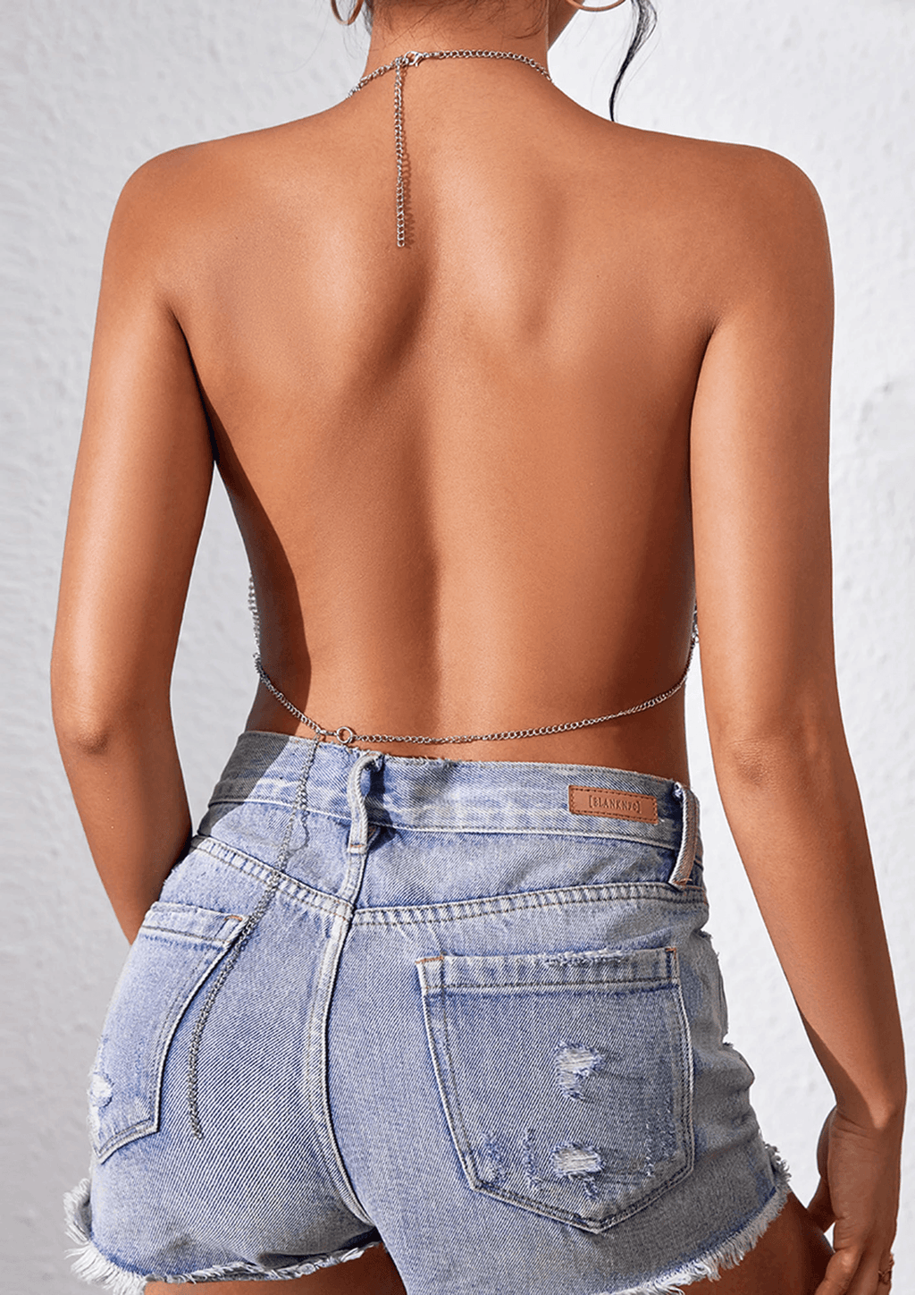 Millie Sparkly Rhinestone Chainmail Scarf Hem Tank Top