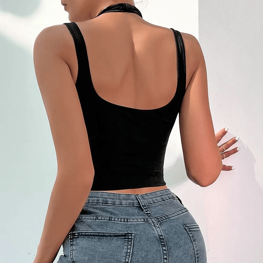 Minnie Mesh Panel Crop Bustier Camisole Top